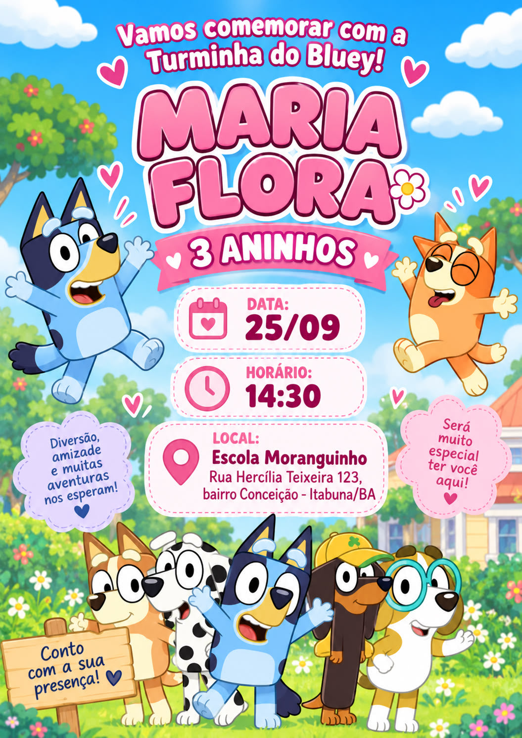 CONVITE DIGITAL BLUEY MENINA