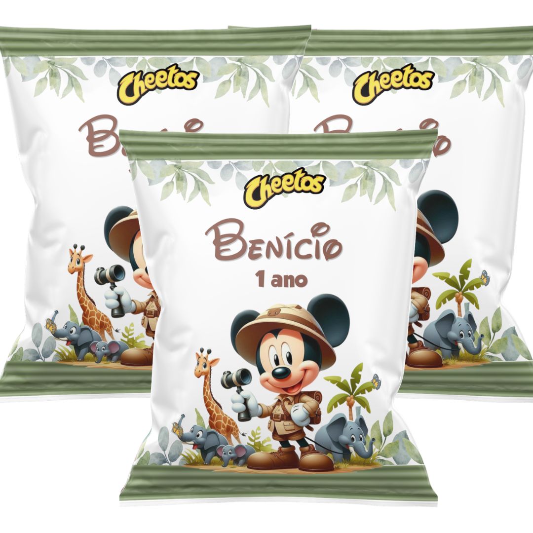 Kit 10 Embalagens para Salgadinho - Benício (Mickey Safari)
