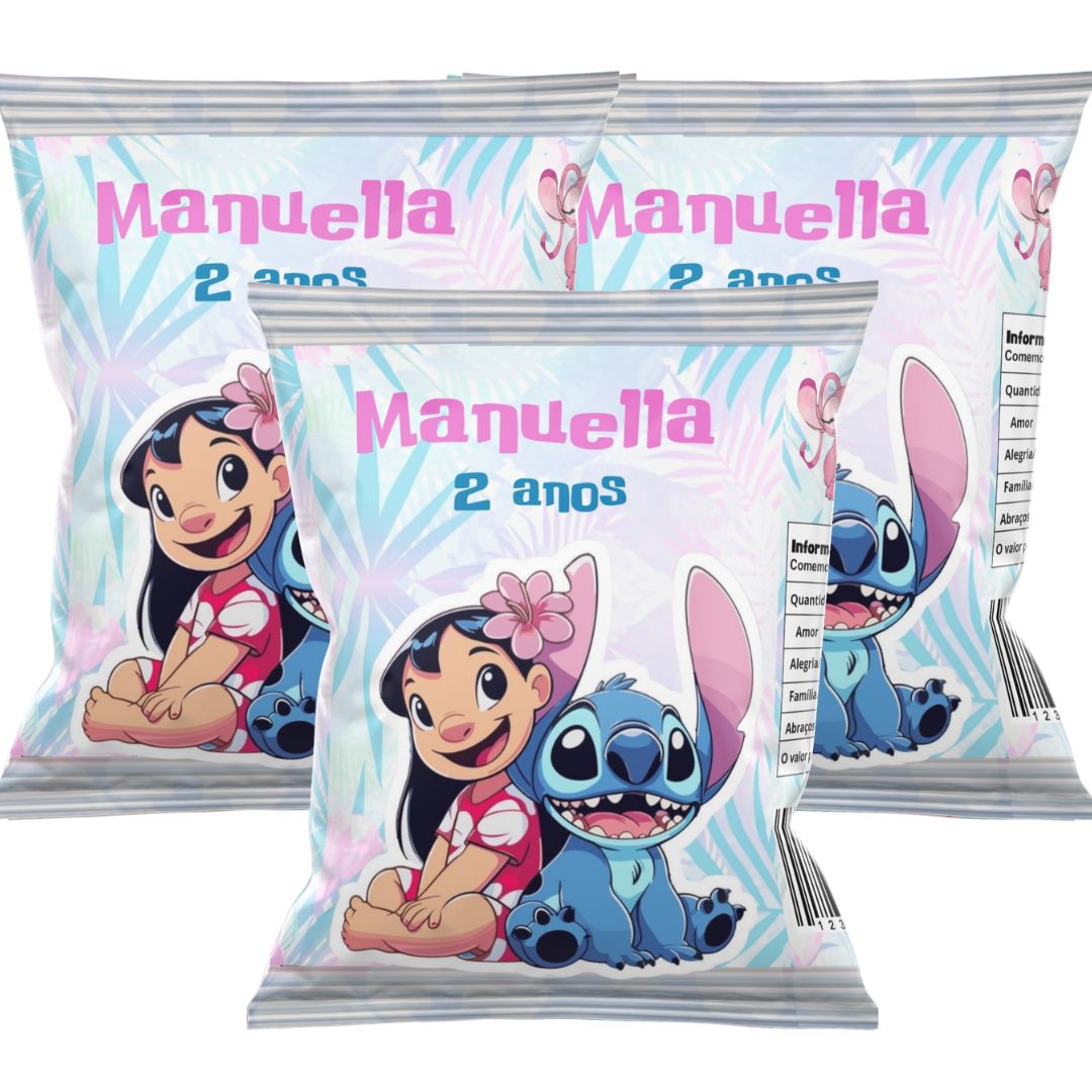Kit 10 Embalagens para Salgadinho - Manuella (Stitch)
