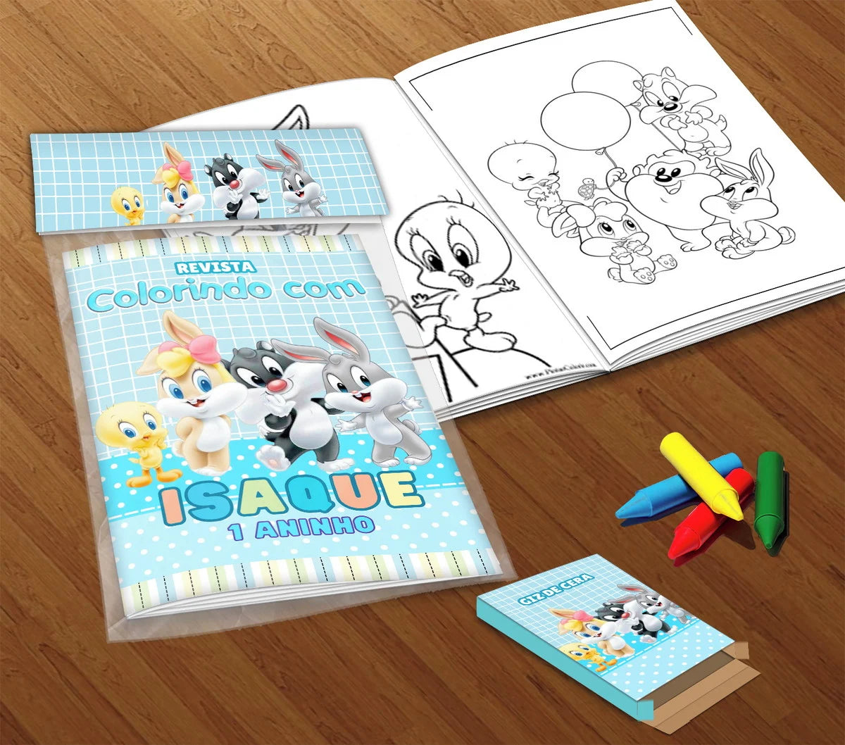 10 Kit Colorir Looney Tunes Baby (livrinho + Giz De Cera)