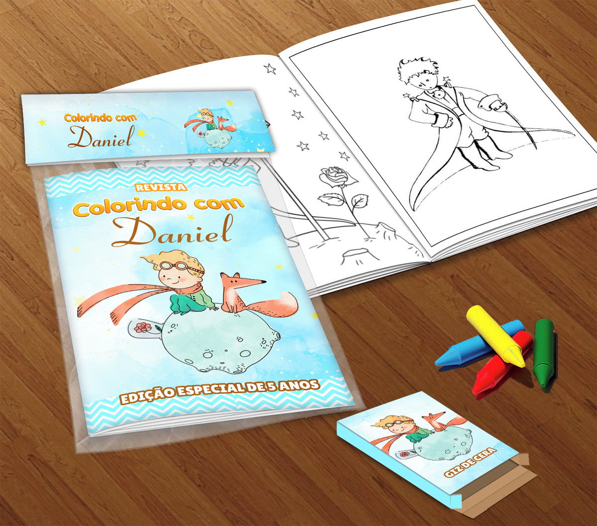 10 Kit Colorir Pequeno Príncipe (livrinho + Giz De Cera)