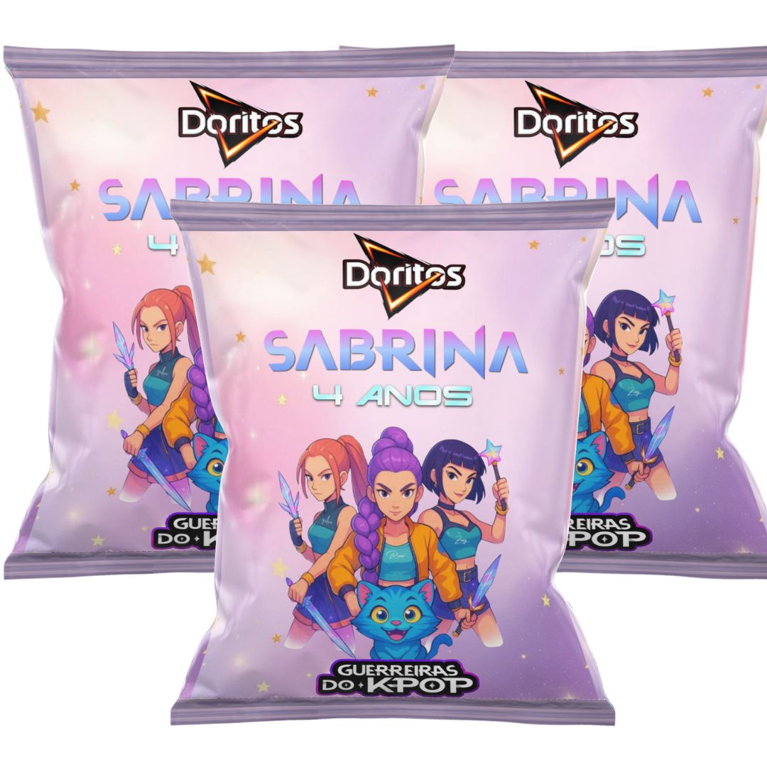 Kit 10 Embalagens para Salgadinho - Sabrina (Guerreiras do K-Pop)