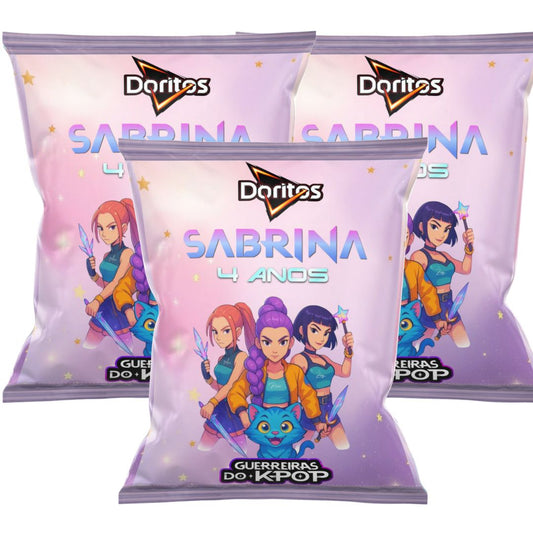Kit 10 Embalagens para Salgadinho - Sabrina (Guerreiras do K-Pop)