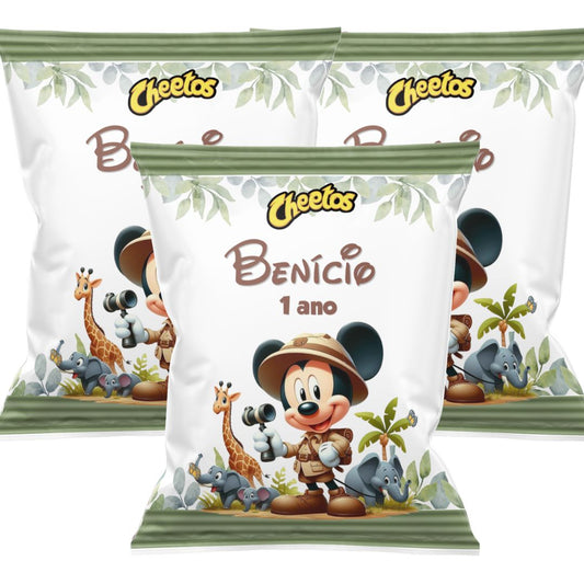 Kit 10 Embalagens para Salgadinho - Benício (Mickey Safari)