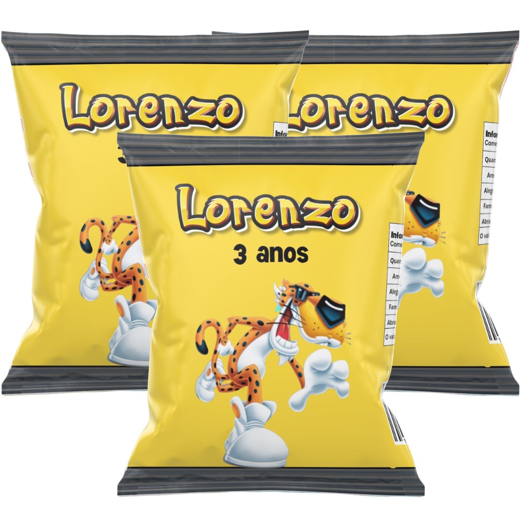 Kit 10 Embalagens para Salgadinho - Lorenzo (Tema infantil amarelo)