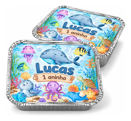 KIT 20 MARMITINHAS DE ALUMÍNIO FUNDO DO MAR