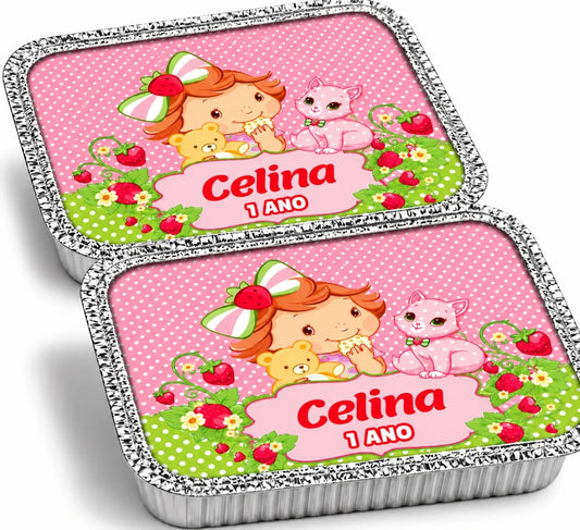 KIT 20 MARMITINHAS PERSONALIZADAS MORANGUINHO