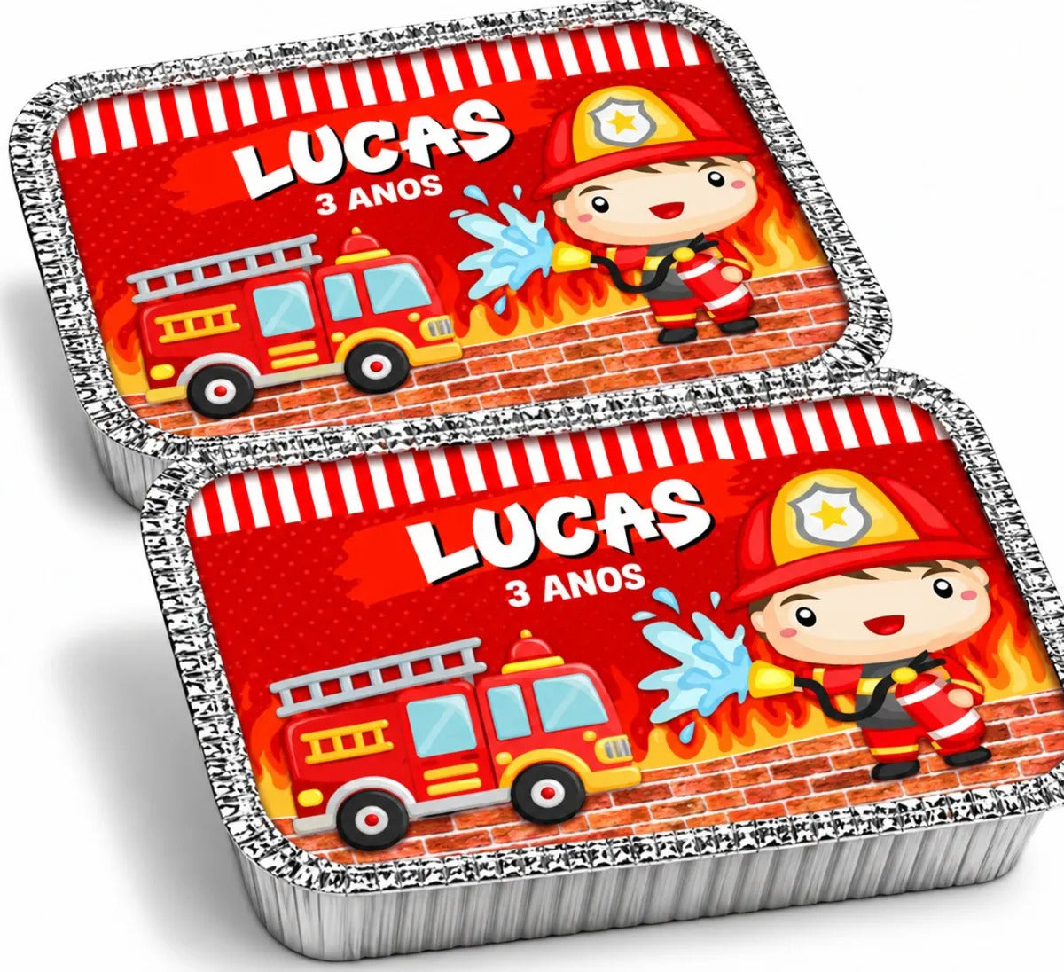 KIT 20 MARMITINHAS DE ALUMÍNIO PERSONALIZADAS BOMBEIRO