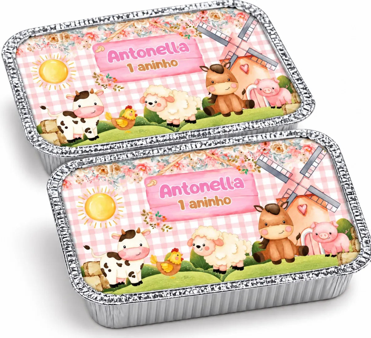 KIT 20 MARMITINHAS DE ALUMÍNIO FAZENDINHA ROSA 2