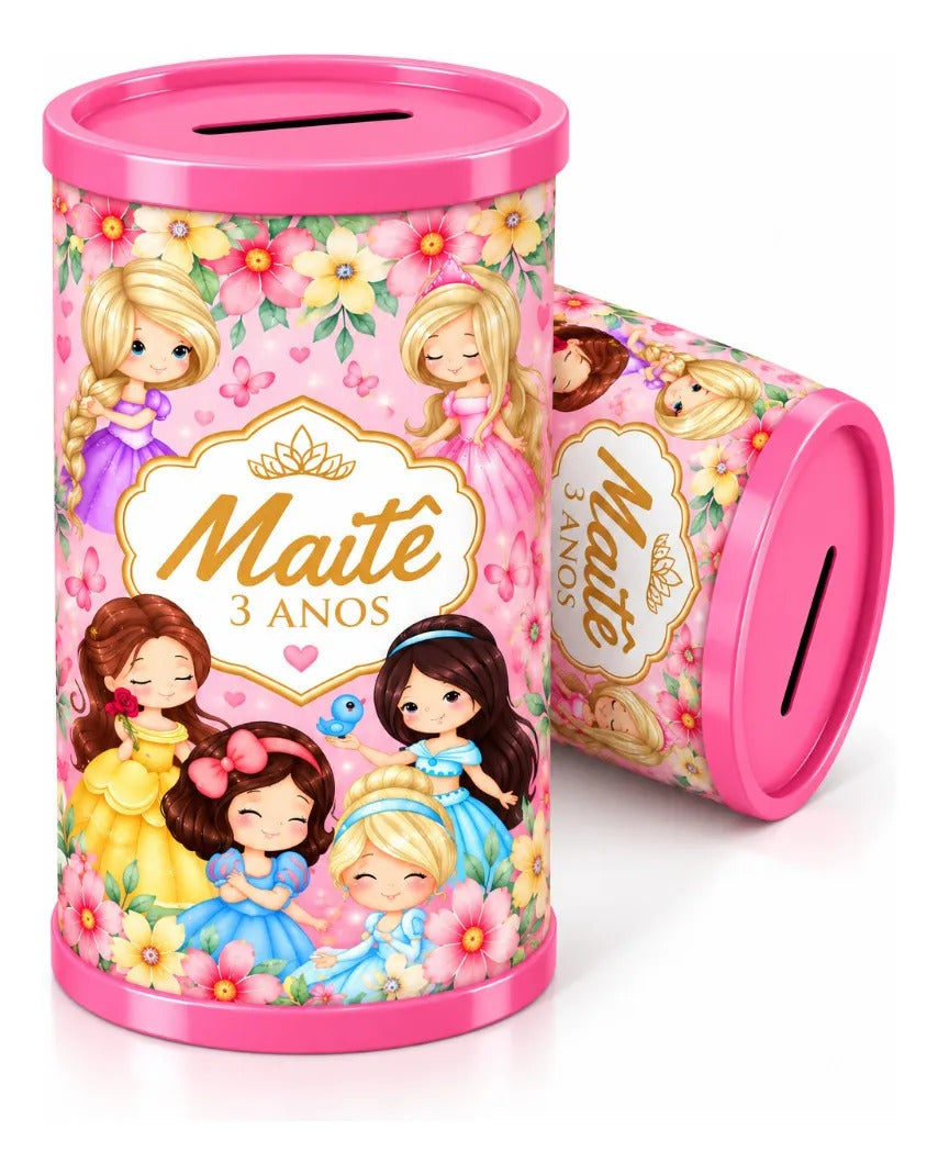 COFRINHO PERSONALIZADO PRINCESAS CUTE (KIT COM 10)