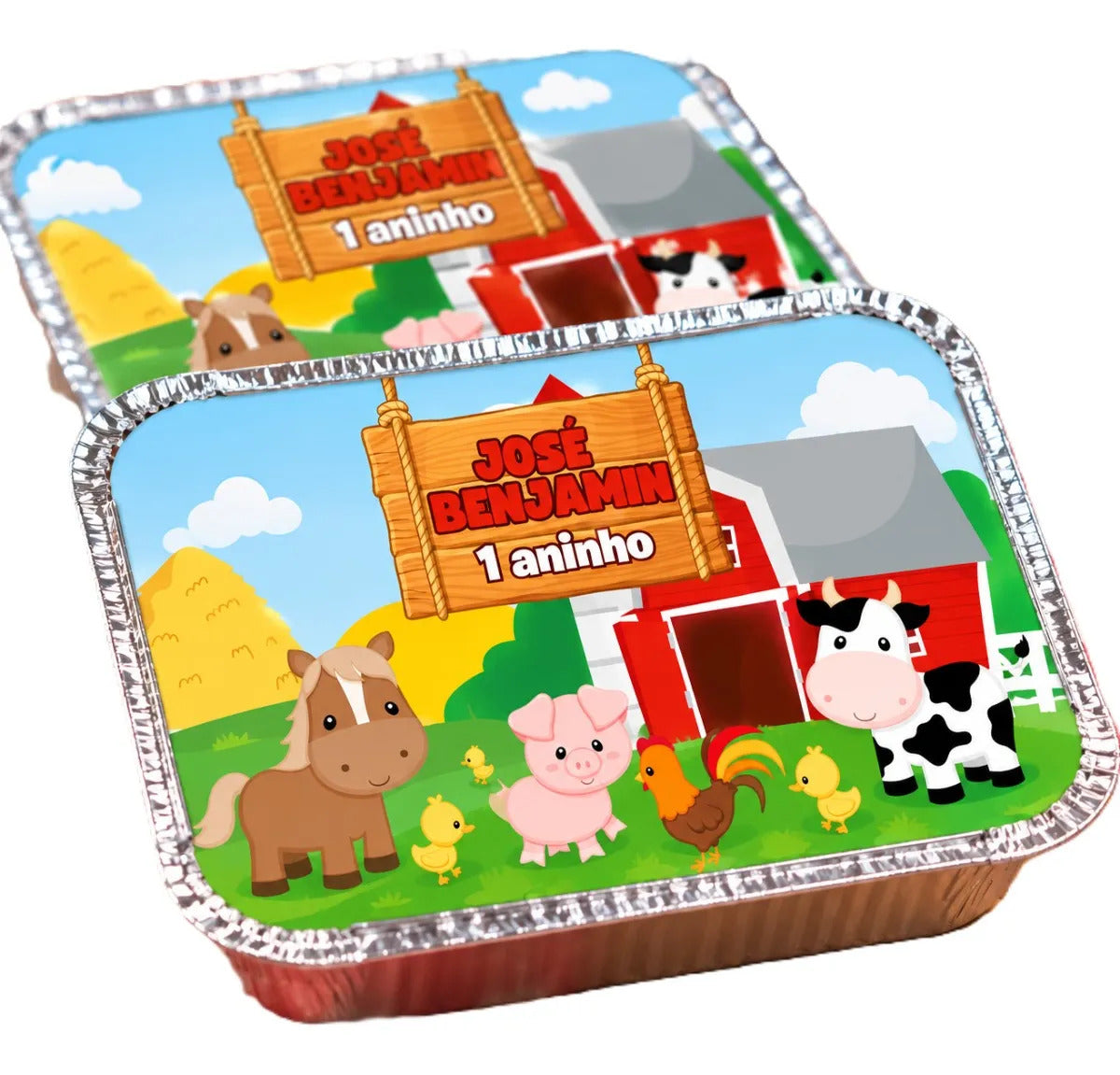 KIT 20 MARMITINHAS DE ALUMÍNIO PERSONALIZADAS FAZENDINHA