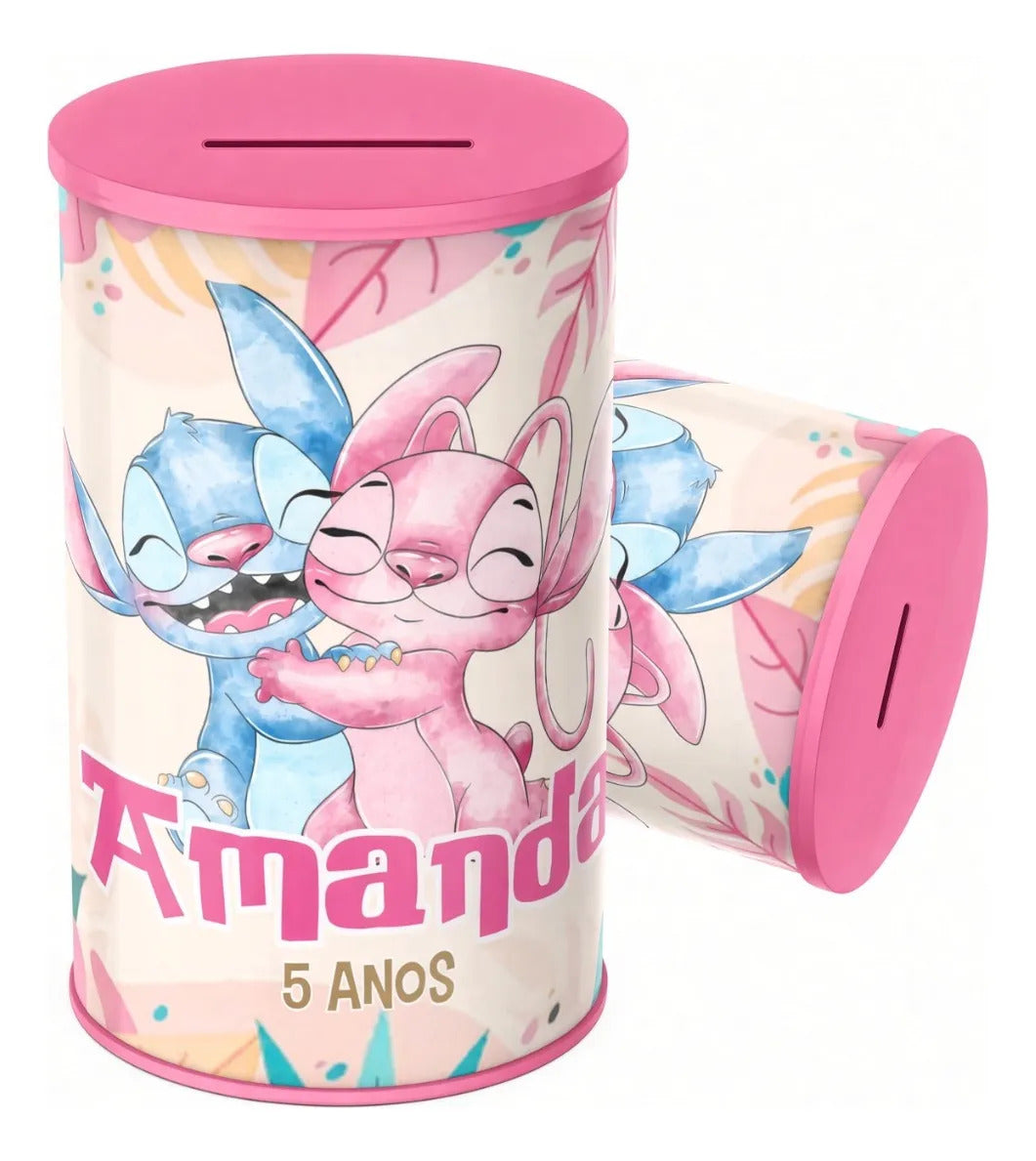 COFRINHO PERSONALIZADO STITCH E ANGEL (KIT COM 10)