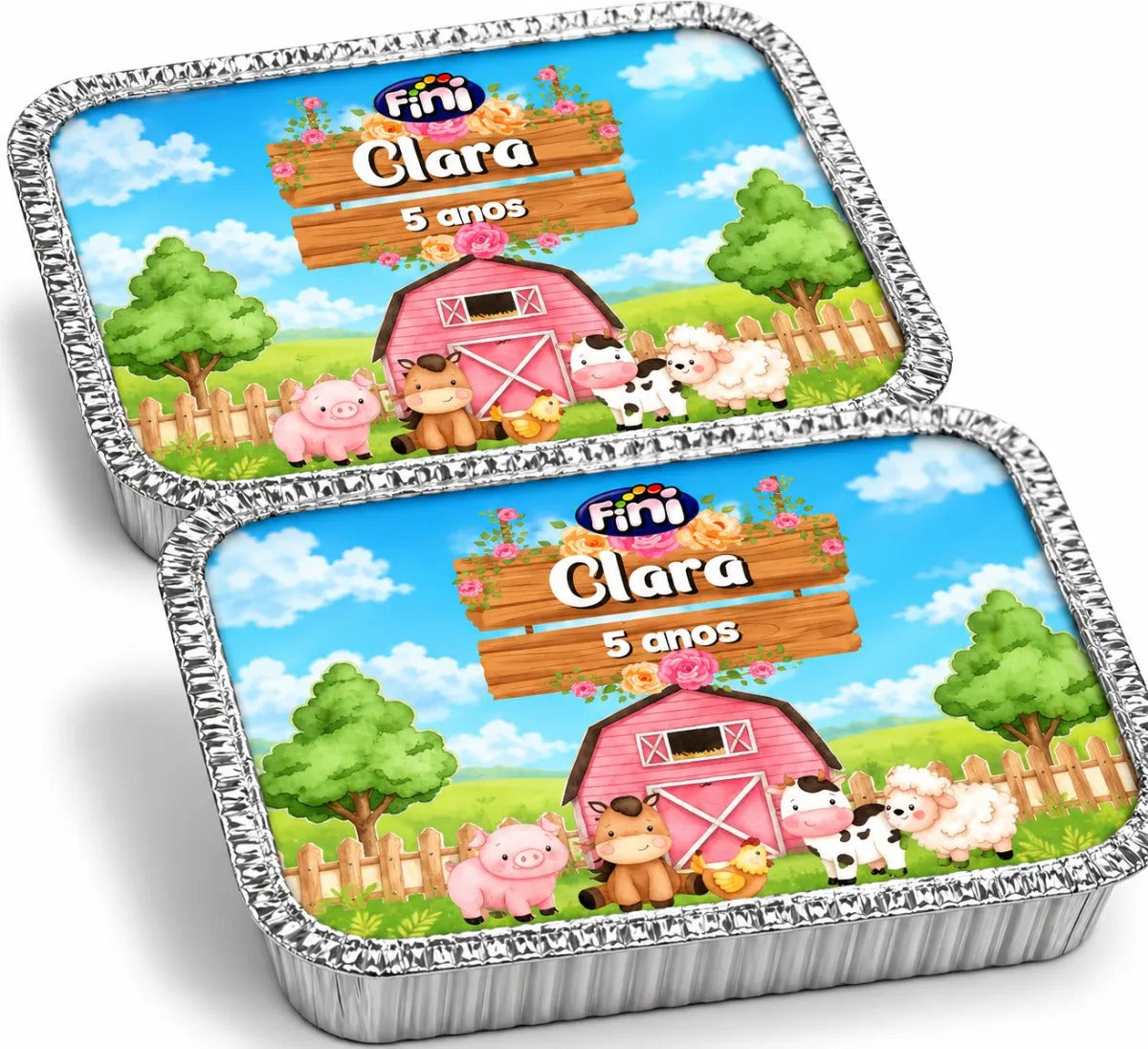 KIT 20 MARMITINHAS DE ALUMÍNIO FAZENDINHA ROSA