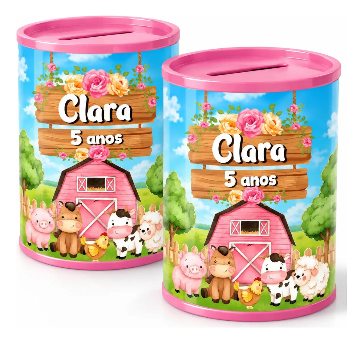 COFRINHO PERSONALIZADO FAZENDINHA ROSA (KIT COM 10)