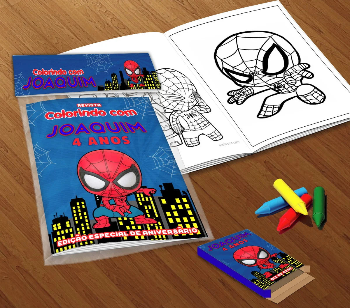 10 Kit Colorir Homem Aranha Cute (livrinho + Giz De Cera)