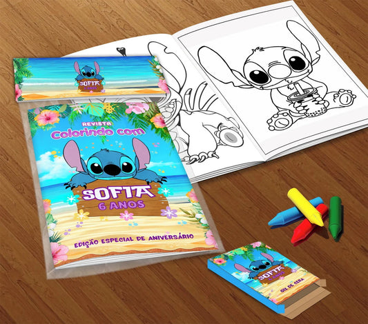 10 Kit Colorir Stitch (livrinho + Giz De Cera) (Cópia)