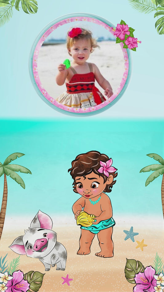 Convite Animado Moana Baby Aquarela