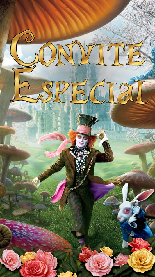 Convite Animado Alice No País Das Maravilhas