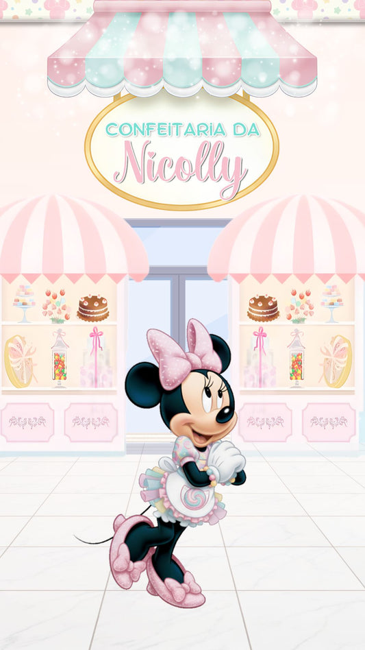 Convite Animado Minnie Confeiteira