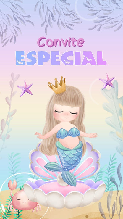Convite Animado Fundo Do Mar Menina