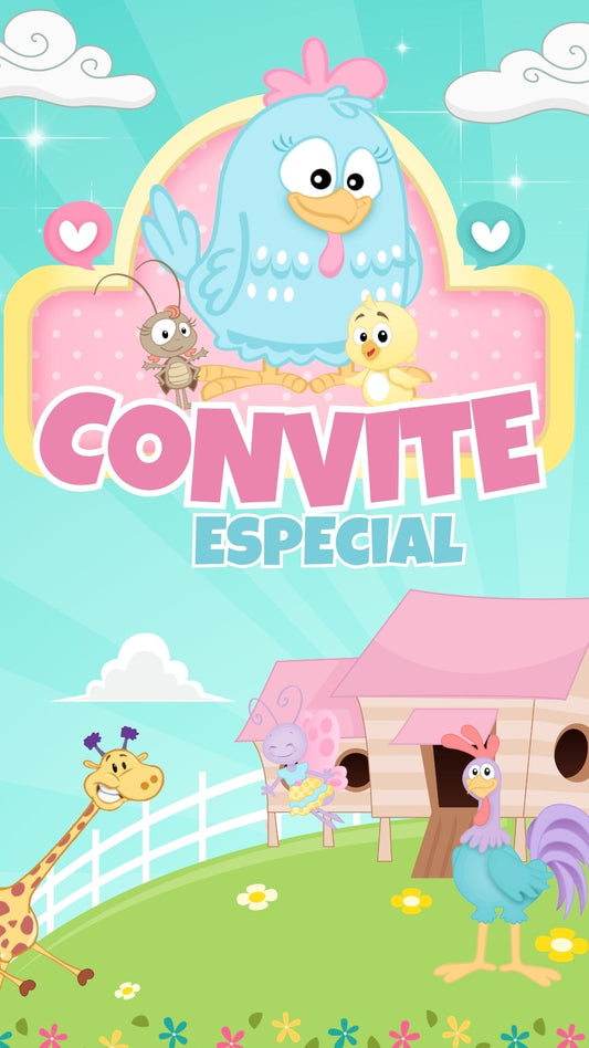 Convite Animado Galinha Pintadinha Rosa