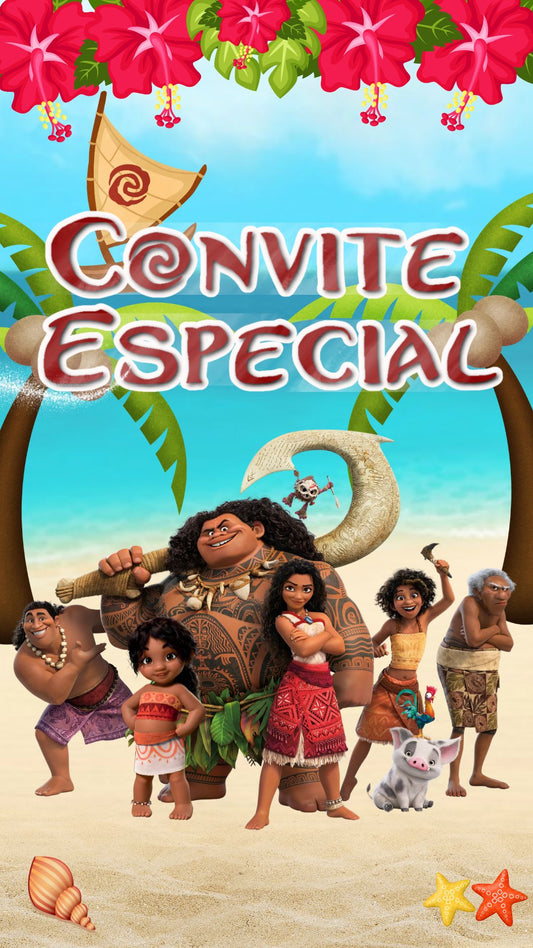 Convite Animado Moana Adulta 2