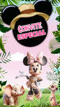 Convite Animado Minnie Rosa Safari